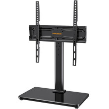 PERLEGEAR Universal TV Stand for 24-60 inch TVs up to 45kg, Swivel Height Adjustable Table Top TV Stands, TV Mount Stand with Tempered Glass Base, Pe