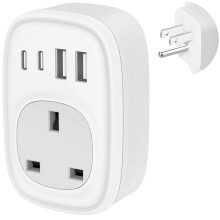 UK to US Plug Adaptor - UK to US Plug Adapter 40W USA Travel Adapter for American Canada Thailand Mexico Colombia 4 in 1 USBC Fast Charger with USB C