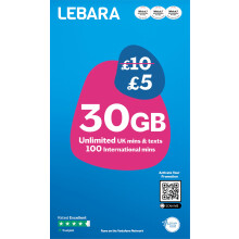 Lebara Mobile SIM Card: 30GB Data SIM Only Plan for 5, Half Price for First 3 Months, No Contract, UK Calls, Texts, International Minutes, EU and In