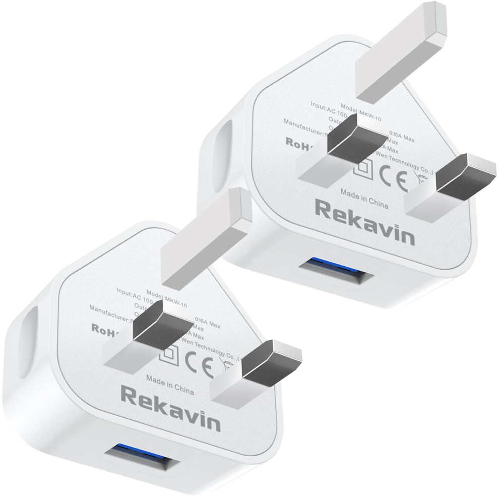 Usb Plug,2Pack Usb Plug Uk Adaptor Phone Charger Mains Charge Dual Port Twin Wall Plugs With Smart Ic 5V 1Amp Charging Compatible With Iphone 16 15 1 62864909