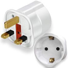 1 Pack European to UK Plug Adaptor, EU to UK Plug Adapter with 13A Fuse, European to uk plug Adapter 2 Pin Plug Adaptor to 3 Pin for Travel, Electron
