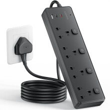 Extension Lead with 3 USB Slots(30W),4 Way Sockets Outlets Ports Extension Cable with 4 Individual Switches Surge Protected?Wall Mountable Extension