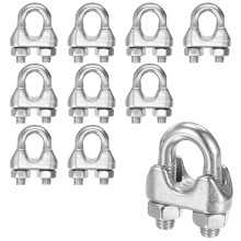 M METERXITY 10-Pack Cable Clamps, M5 Stainless Steel 5mm Wire Rope Clip Thimble U Bolt Saddle Fastener for Diameter Cable Rigging/Sailing/Clothesline