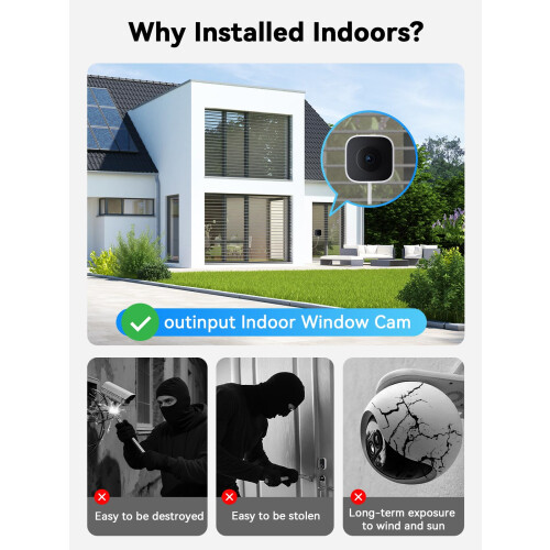 Outinput 3MP 2K Indoor Window Camera for Home Security No Monthly Fee 2
