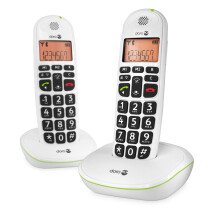 Doro PhoneEasy 100W DECT Cordless Phone with Amplified Sound and Big Buttons, NO Answerphone (Twin Set/White) [UK and Irish Version]