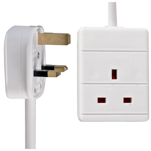 PRO ELEC PELB1502 1 Gang Extension Lead 2m, White