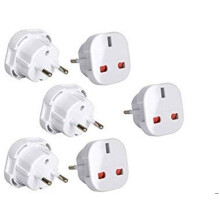 Q4U 9825 Travel Adaptor White UK to EU Europe European Plug Adapter UK to EU, UK 3 Pin to Plug pack of 6