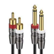 J&D Dual 1/4 inch TS to Dual RCA Cable, Heavy Duty 1/4 Male to RCA Male Adapter Stereo Audio Interconnect Quarter inch Cable, 4.5 Meter