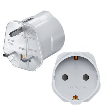 TechMax European to UK Plug Adaptor Pack of 2 - Schuko 2 Pin Plug Adaptor to 3 Pin 13amp Fused 250v Grounded Travel Adapter Continental Type C E F To