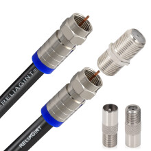 RELIAGINT RL 10M Black RG6 TV Cable, Waterproof Copper F Connector With F81 / RF Able for Extension, Up to 3Ghz High Speed HD Video for STB, Dish TV,