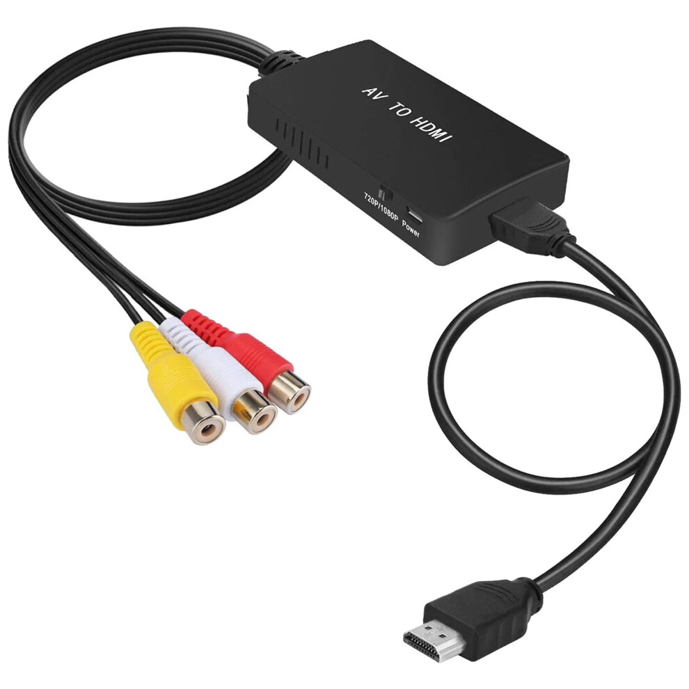 Uhddadi Rca To Hdmi Converter, Av To Hdmi Adapter, Av Composite Cvbs Video Audio Converter Adapter Supporting 1080P For Ps2/Ps3/ Stb/Xbox Vhs/Vcr/Blu 5002125171820