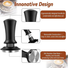 Kaffeetamper-Set mit Federbelastetem Tamper, Tampermatte, Dosiertrichter, WDT-Werkzeug, Espresso-Rührstab (53 mm)