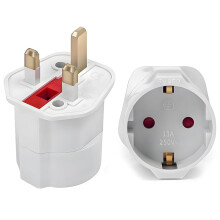 European to UK Plug Adaptor 1Pack, Travel Adapter Eu to UK Plug Adapter with 13A Fuse 2 Pin to 3 Pin Plug Adapter for Converter from France, Italy,Sp