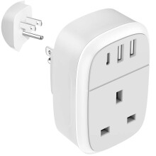 UK to US Plug Adaptor, USA Travel Adapter 32W USB C Fast Charger for American, Canada, 4 in 1 Cyzbim USBC Adapter for Phone Pad Android Samsung, Type