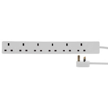 PRO ELEC PELB1995 Mains Extension Lead, 6 Gang, 7.5m, White