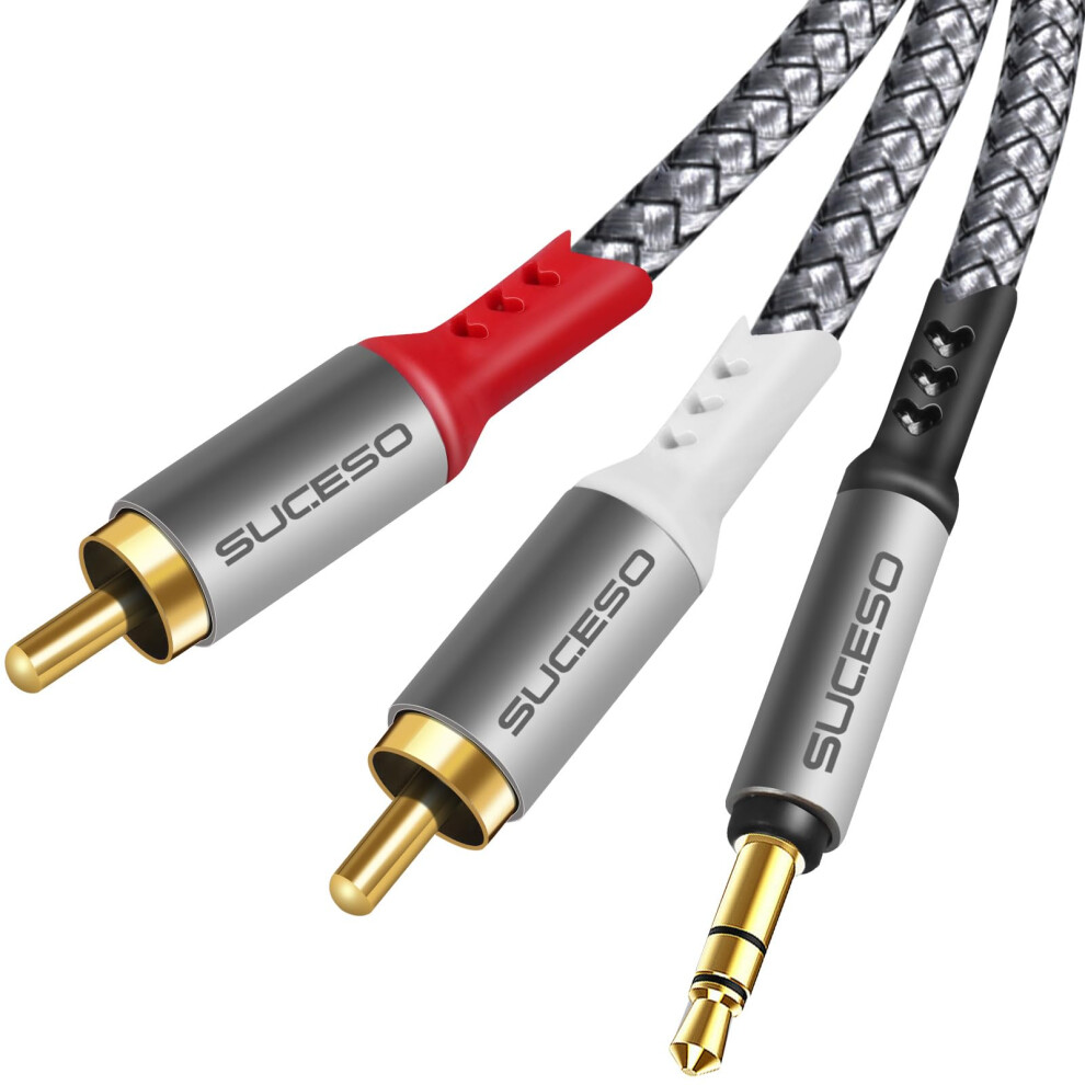 Suceso Rca To 3.5Mm Audio Cable 3.5Mm Male To 2Rca Cable Headphone Mini Jack Stereo Audio Y Splitter & Aux Cord Compatible With Hi-Fi Ampli Red/White 46738783