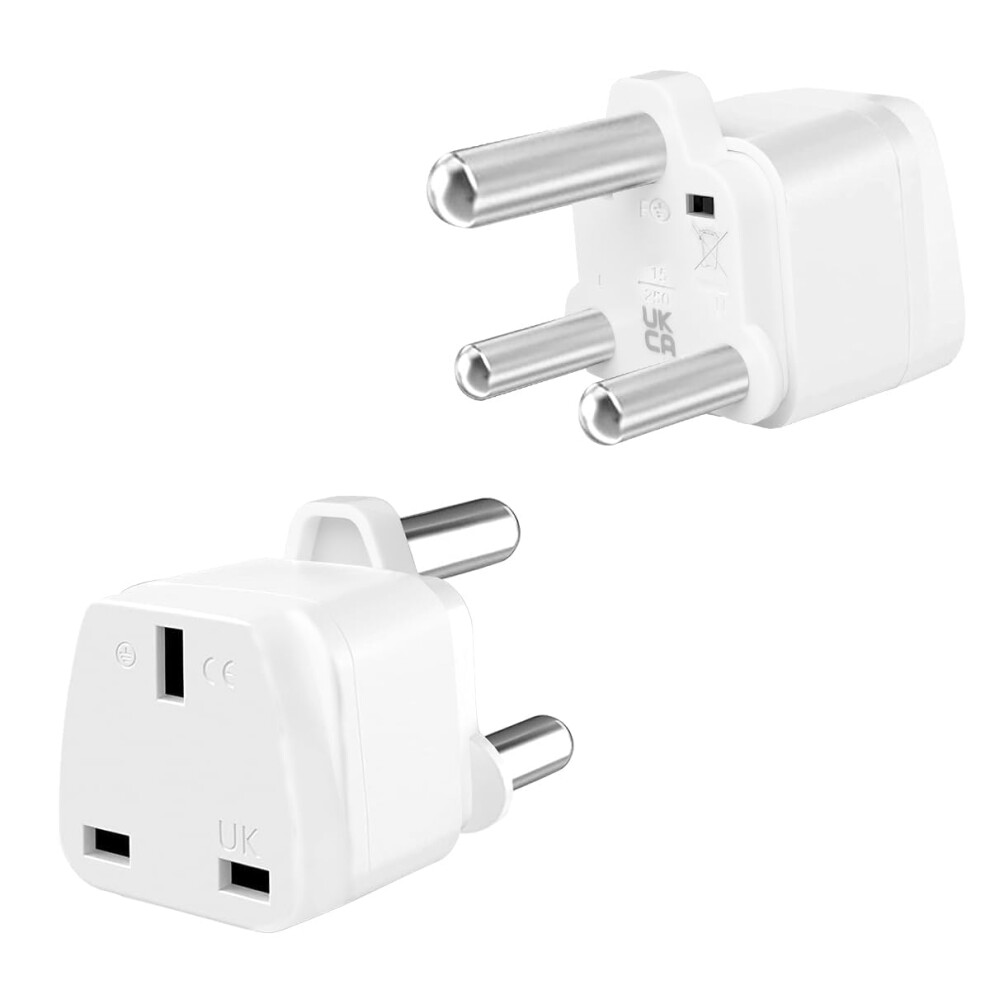 Shuomao 2-Pack Uk To South Africa Plug Adapter, Uk To South Africa Travel Adapter Converter Plug For Sa,Namibia,Swaziland,Lesotho,Bhutan,Botswana(Type