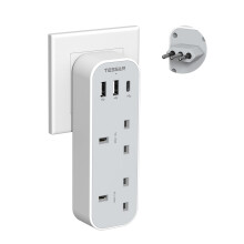 UK to Italy Plug Adapter, TESSAN Italian Travel Adaptor with 3 USB Ports (1 USB C), 2 Way Grounded Type L Adapter for Italy Chile Ethiopia Libya Syri
