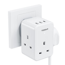 USB Charger Plug Adaptor UK, TESSAN 3 Way Plug Extension Socket with Multi USB Charging Station, Multiplug Extender for Home,Office, School Supplies