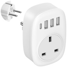 UK to European Plug Adaptor - UK to EU Plug Adapter Euro Europe European Schuko USB C Travel Charger with USBC Type C for France Germany Spain Turkey