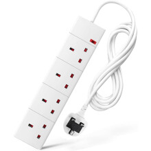 4 Way Extension Lead 3M UK Plug Extension Socket, 3 Metre Electric Extension Cable, Multi Plug Power Strip Extension Cord – Wall Mountable UK Socket