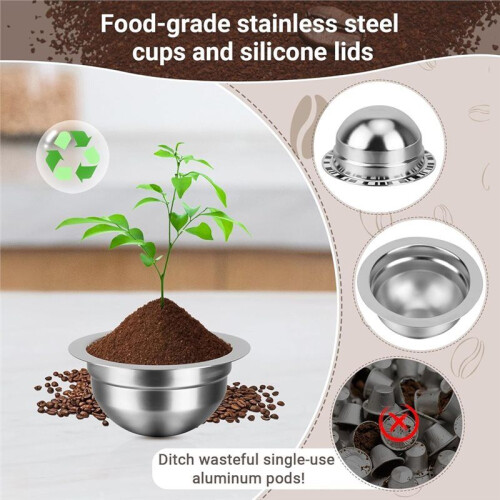 Cápsulas Reutilizables para  Vertuo /Vertuo Next/Vertuo , Rellenables de Acero Inoxidable de 80 Ml 2