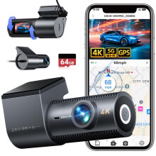 CIEVIE 4K Dash Cam Front and Rear, 5GHz WiFi Dashcam with GPS, 64GB SD Card, 1.5" IPS Screen Car Camera with 24H Parking Mode, WDR, Night Vision, 170