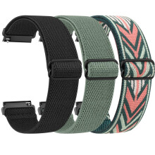 Yisica 3 Pack Quick Release Elastic Nylon Watch Straps Band Width 18mm 20mm 22mm Elastic Straps for Men Women, Soft Adjustable Stretchy Braided Sport