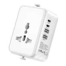 Universal Travel Adapter Worldwide Multi Plug, Travel Adaptor All in One Universal Charger Power Adapter with 1 Universal AC Outlet 4 USB Ports (2 US