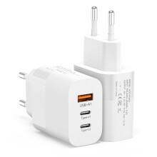 2 Pcak UK to European Plug Adapter, Fast Charging EU Europe Travel Adapter with 2 USB C and 1 USB A, European to UK Plug Adaptor for France Spain Por