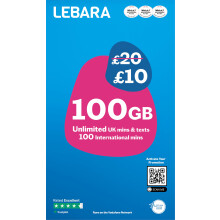 Lebara Mobile SIM Card: 100GB Data SIM Only Plan for 10, Half Price for First 3 Months, No Contract, UK Calls, Texts, International Minutes, EU and