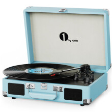 1 BY ONE Bluetooth Record Player Belt-Drive 3-Speed Portable Vinyl Turntable with Built in Speakers, Supports RCA Output, Headphone Jack, MP3, Mobile