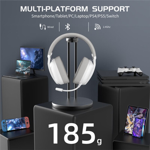 ATTACK  L80PRO Wireless Gaming Headset,  2.4G Triple Mode Headset with 20ms Low Latency, 40mm Drivers Black 2
