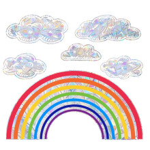 Rainbow Cloud Window Clings, Watercolor Prism Suncatchers Stickers, Anti-Collision Vinyl Decals for Glass Windows,
