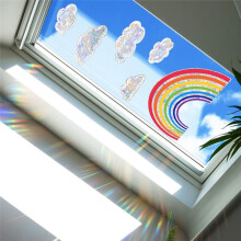 Rainbow Cloud Window Clings, Watercolor Prism Suncatchers Stickers, Anti-Collision Vinyl Decals for Glass Windows,