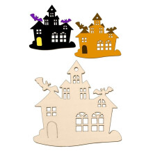 24 Stuks Houten Halloween-Versieringen in 12 Stijlen, Onafgewerkte Houten Ornamenten, Spookvormen en Hanglabels
