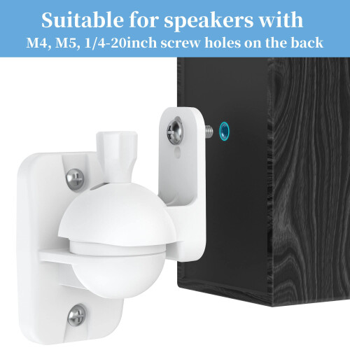 Cozycase Speaker Wall Mount Brackets with Fittings, White 4 Pcs 2