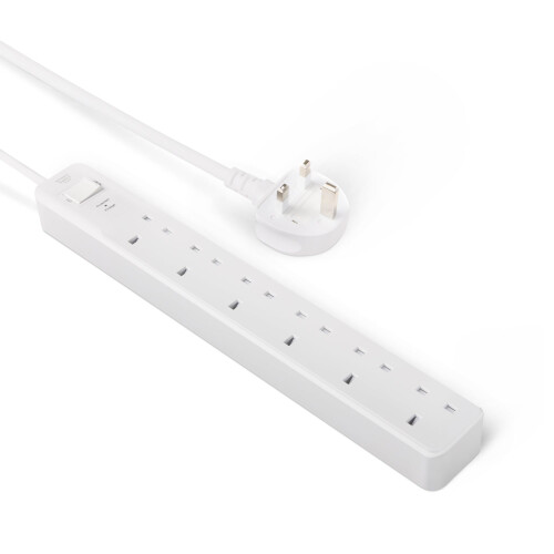 Amazon Basics Surge Protector Power Strip, 6-Outlet, 600 Joule, 0.61-m Cable, White