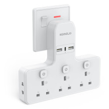 Multi Plug Adapter (3250W/13A), Plug Extension Socket with 3 USB, 3 Way Plug Adapter UK Built-in with Independent Switches,Wall Plug Extender for Sch