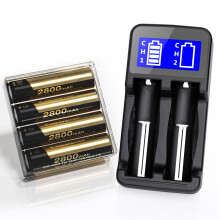 Matbc 4 Pack 3.7 V 18650 Rechargeable Battery Flat top with Charger, 18650 Lithium-ion Rechargeable Battery Set