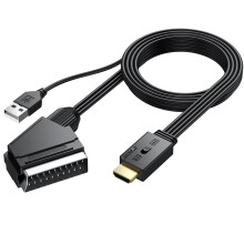 AUTOUTLET SCART to HDMI Converter 1080P for Retro Consoles - Plug & Play Supports 16:9/4:3 Conversion - PAL/NTSC - 150 cm Male to Male SCART Cable fo