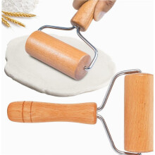 Rodillo de madera Dockapa pequeño de 9,5 cm, antiadherente para masa.