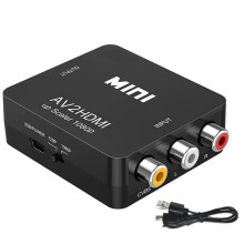STFMHEZ RCA to HDMI 1080P AV RCA to HDMI Converter Composite CVBS AV to HDMI Video Audio Converter Adapter for PC Laptop Mini Xbox PS2 PS3 TV STB VHS
