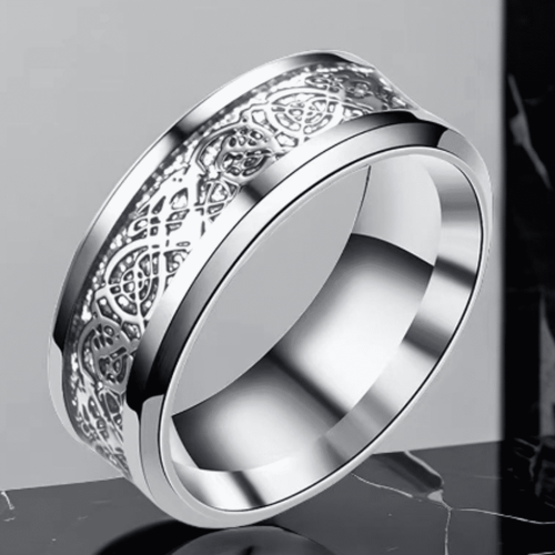 DESIGNICE Herreringe, Titanium Stål Rustfrit Stål Ringe, Dragemønster Gravering Wolfram Ringe til Kvinder, 9 1