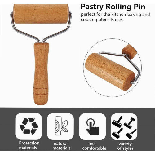 Dockapa Wooden Rolling Pin Small 9.5cm Non-stick Dough Roller 1