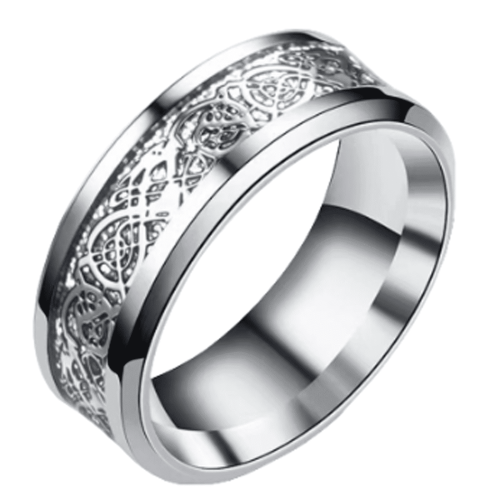 DESIGNICE Herreringe, Titanium Stål Rustfrit Stål Ringe, Dragemønster Gravering Wolfram Ringe til Kvinder, 9 2