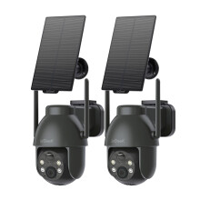 ieGeek 2K Solar Security Camera Outdoor Wireless(2pcs), 360 Pan Battery Camera with Solar Panel, Wifi CCTV Camera Systems, Color Night Vision, PIR M
