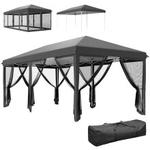 3x6m Pop Up Gazebo Party Tent with Mesh Walls, Black
