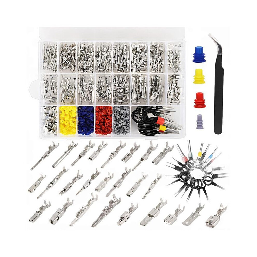 25Types Car Electrical Wire Terminal Pin Connector Kit - 660Pcs Automotive Electric Crimp Connectors 1-6.3Mm 6031891301284