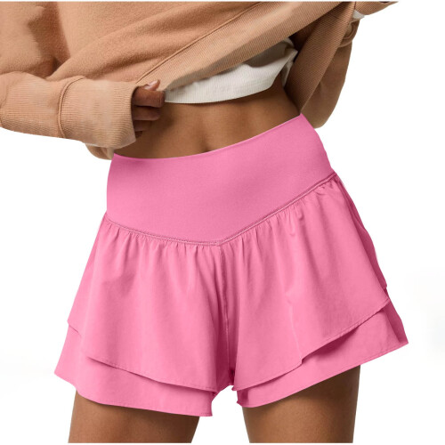 Damemode Casual Flæseshorts Ensfarvede Foldshorts 1